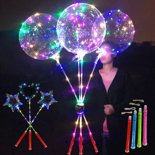 Imagen 3 de 4 de Globo Silicona Grande C/luz Multicolor + Soporte - A Pila