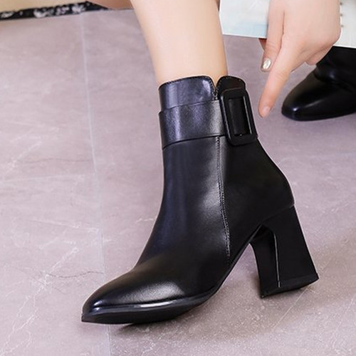 Botas Con Fondo Grueso En Forma De T, Botas Finas Con Punta