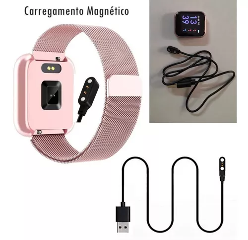 Relógio Smart Watch T80 Preto + 2 Pulseiras + Fone +película