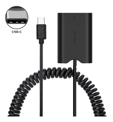Adaptador Dummy Pd Dk-x1 Bateria Sony Np-bx1 Espiral Usb-c Cor Preto