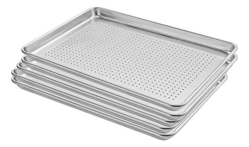 Charola Panadero Perfaorada Aluminio Kit 5 Piezas Color Gris