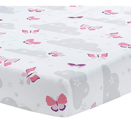 Sábana Bajera Ajustable Para Cuna Bedtime Originals Butterfl