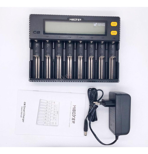 Carregador De Pilhas E Baterias 8 Slots Miboxer C8