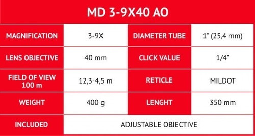 Monóculo Luneta Gamo Md 3x9x40 - Paralax - Mildot - Original
