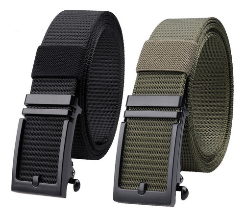 Cinturones casuales para hombre, 2 unidades, color verde+caqui, tamaño 125 cm