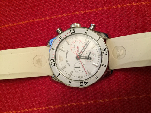 Relógio Empório Armani Bisel De Cristal Branco Mod. Ar5947