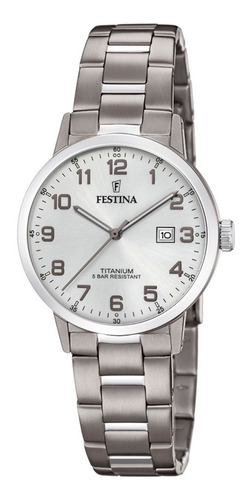 Reloj F20436/1 Festina Mujer Calendario Titanium /marisio Correa Plateado Bisel Plateado Fondo Plateado