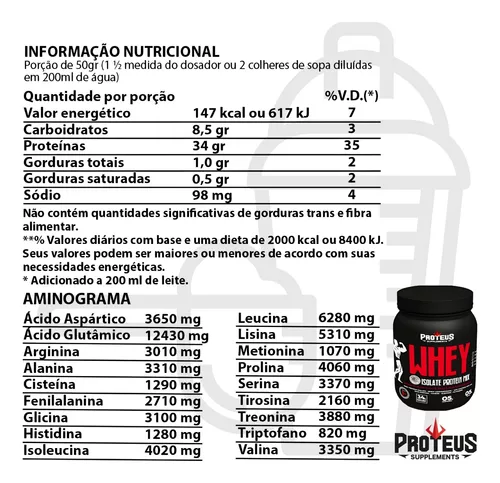 REF017- Whey Protein Isolate Mix 1 kilo - Baunilha 34gr Proteina - Proteus  775 line - Massa Muscular - Magazine Luiza