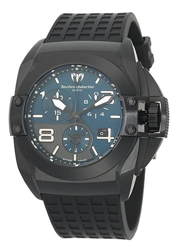 Reloj Technomarine Blackwatch 908004 Hombre  Color De La Correa Negro Color Del Bisel Negro Color Del Fondo Azul