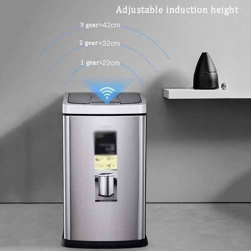 Imagen 5 de 10 de Papelera Metálica C/ Sensor Movimiento 9l Recargable Moderna