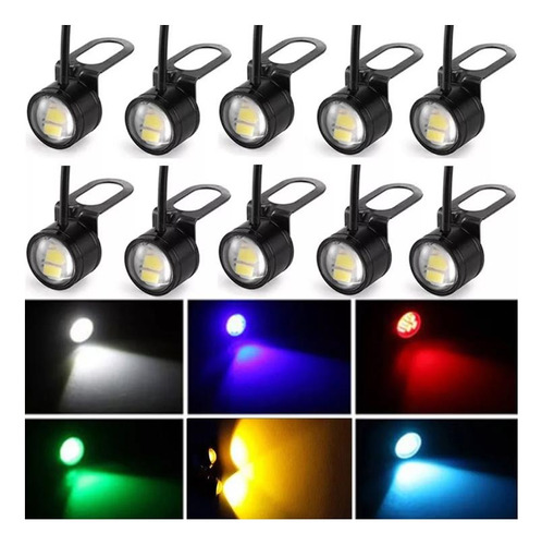 10 Faros Led Ojo De Aguila Focos Tipo Xenon Niebla Auto Moto