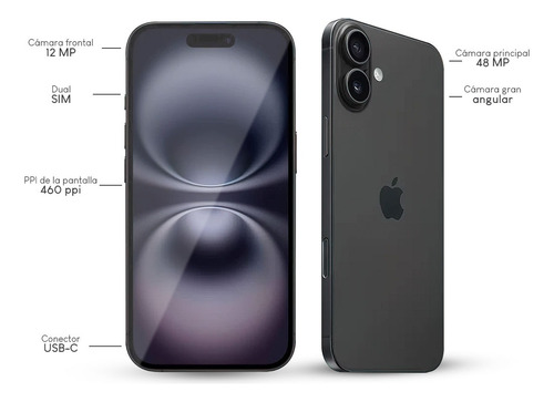 Celular Apple iPhone 16 128 Gb Negro + Regalo Cargador