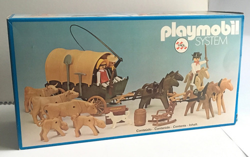 Playmobil - Set De Carreta Cowboys Vaqueros - Vintage 1974 (Usado)