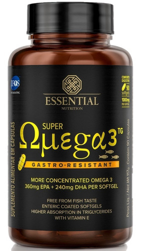 Omega 3 Tg Gastro-resistant 1g 90caps Essential Epa Dha Sabor Sem sabor