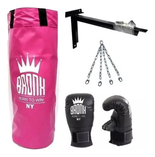 Bolsa De Boxeo 0.90 Mts + Guantines Kickboxing + Soporte 