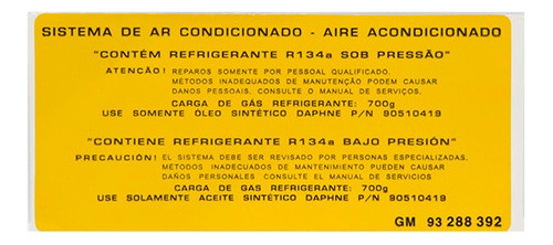 Adesivo Etiqueta Ar Condicionado Zafira 2005 2006 2007