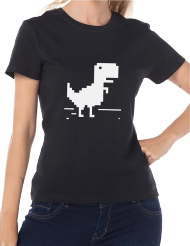 Playera Pixel Dinosaurio Chrome Juego Sin Internet Jurasic