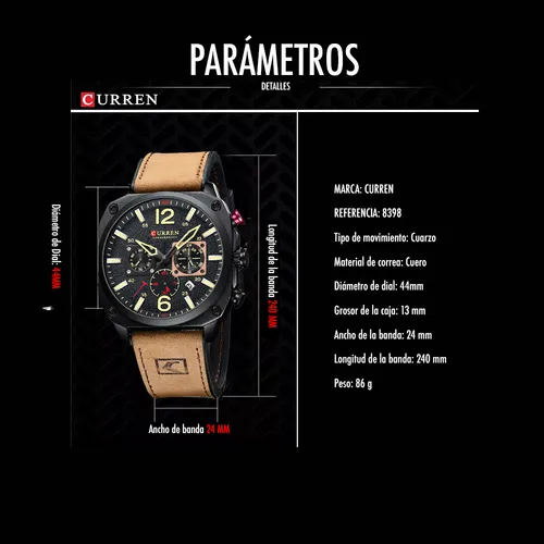 Reloj Curren 8398 En Cuero Hombre Cronos Funcionales Lujo