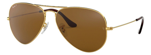 Anteojo De Sol Ray Ban Aviador Polarized 001/57 58/14 Medium Aviador Marrón Brown Polished Gold Polished Gold