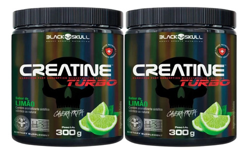 Creatina Monohidratada Em Pó Turbo Black Skull - Kit 2x 300g