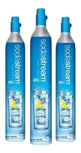 Pack 3 Cilindros Co2 Celeste Nuevos Sodastream Color Azul
