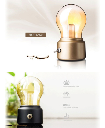 Lámpara De Escritorio Led Vintage: Luz Nocturna Retro Con Vi