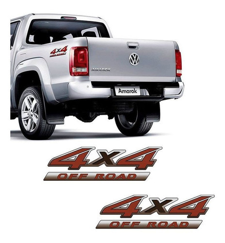 Par Adesivo Emblema Volkswagen Amarok 4x4 Off Road Cor Vermelho