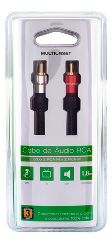 Cabo De Audio Multilaser Cabo Estereo P2 35 M X M - Wi288