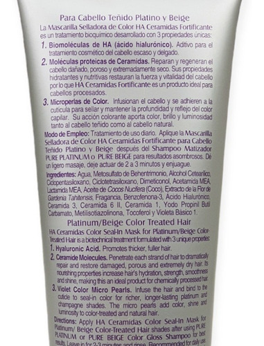 Mascarilla Selladora Color Platino Beige Ácido Hialurónico