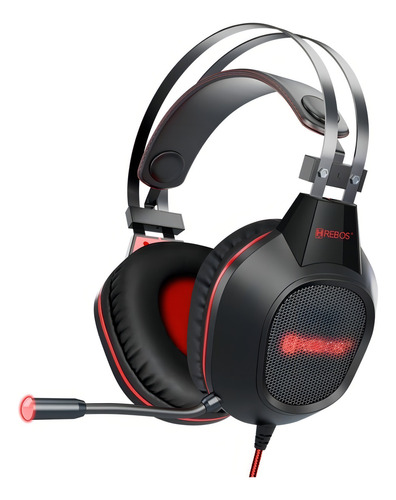 Fone De Ouvido Open-ear Gamer Hrebos Gamer Hs-806 Headset Vermelho Com Luz Led