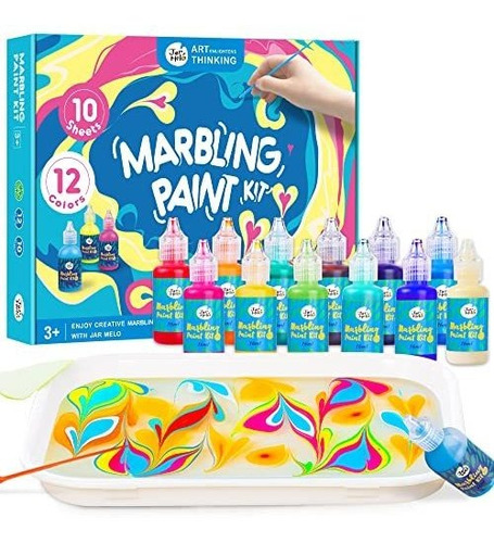 Jar Melo Marbling Paint Kit-12 Colores; Juego De Pintura De