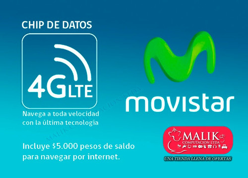 Chip De Datos Movistar 4g Lte Con 5000 De Saldo Para Navegar