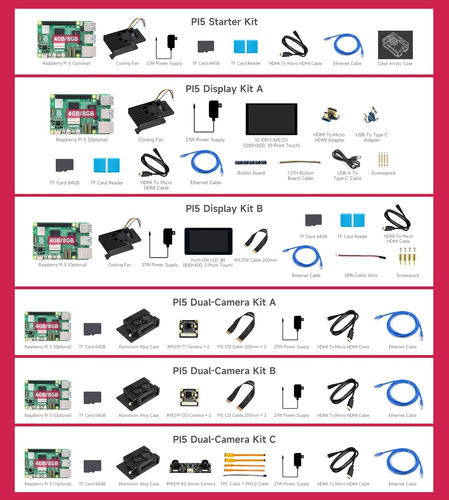 Waveshare Kit De Pantalla, Compatible Con Raspberry Pi 5 8gb