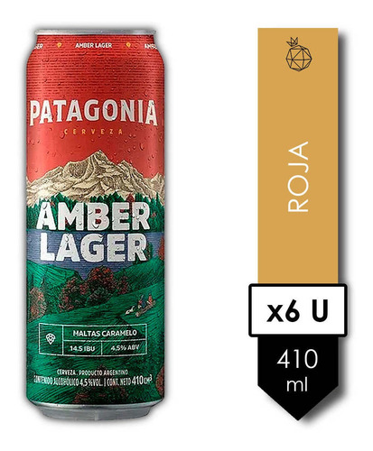 Imagen 1 de 9 de Patagonia Amber Lager . Cerveza . 410ml X 6 - Tomate Algo® -