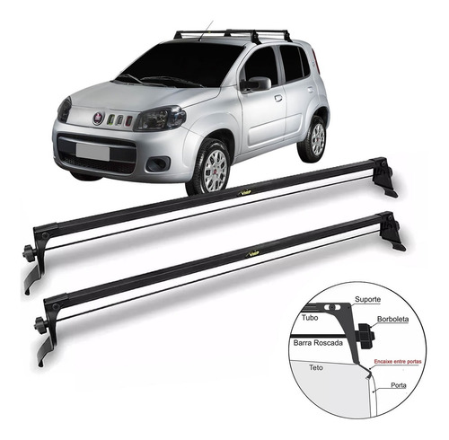 Rack Bagageiro Teto Aço Fiat Uno Vivace 4 Portas  2012