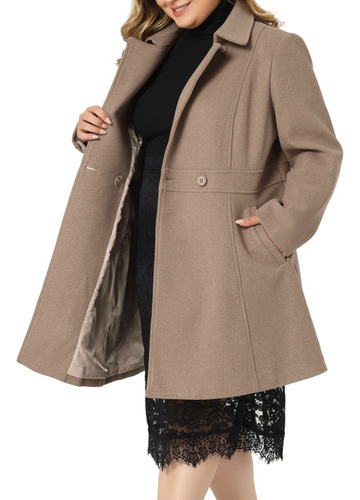 Gabardina Talla Grande Chamarra Larga Con Solapa Y Muescas