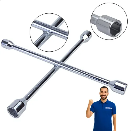 Chave de Roda Cruz Estrela 4 Bocas 17mm 19mm 21mm 23mm Aço - foto 1