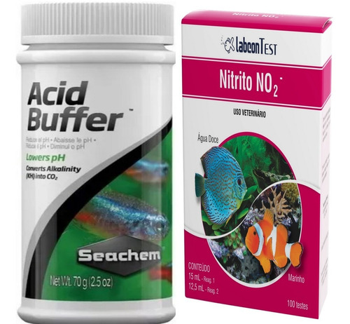 Kit Seachem Acid Buffer 70g+teste Nit. Doce/sal. Alcon 15ml