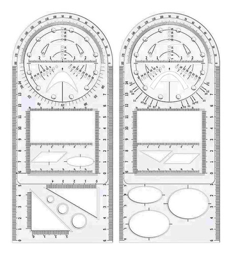 (2 #mold) Reglas Geométricas, Transportador De 360 Grados, R