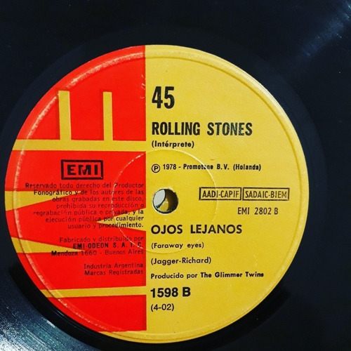 The Rolling Stones Ojos Lejanos Simple En Vinilo Usado