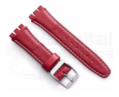Pulseira Swatch Couro Liso 19mm Vermelho Irony Clássico