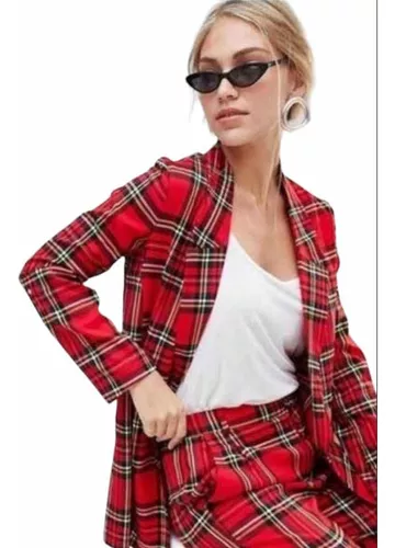 error Metropolitano Ambigüedad Blazer A Cuadros Mujer | MercadoLibre 📦