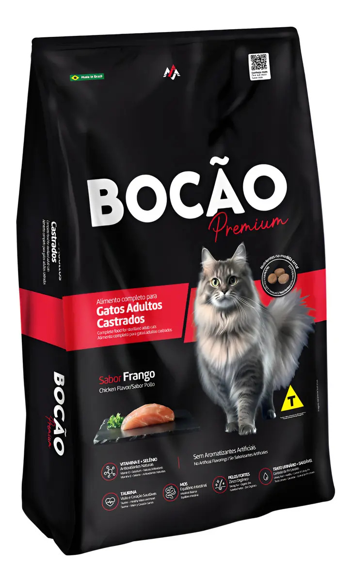 Ração Gatos Adultos Castrados Bocão Premium 10,1kg Sabor Frango