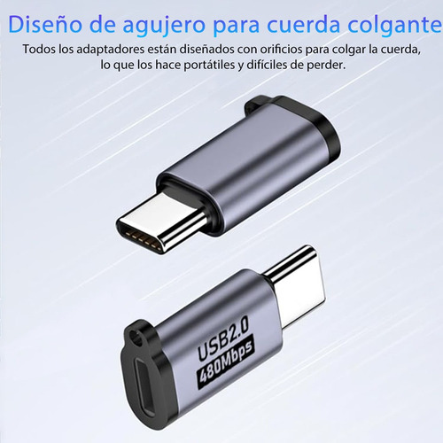 8 Pzs Adaptador Alloy Otg Usb Tipo C Hembra A Usb 3.0 Macho