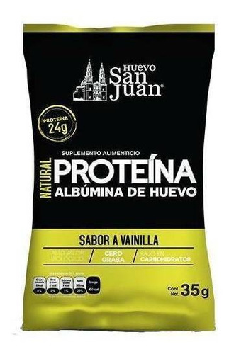 Suplemento de ovo em pó San Juan: albumina de ovo, proteína com sabor de baunilha em um sachê de 35 g (15 onças).