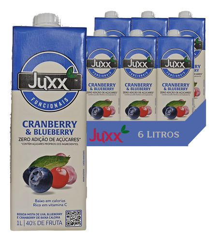 Suco Funcional Cranberry & Blueberry Juxx 1l (6 Litros)
