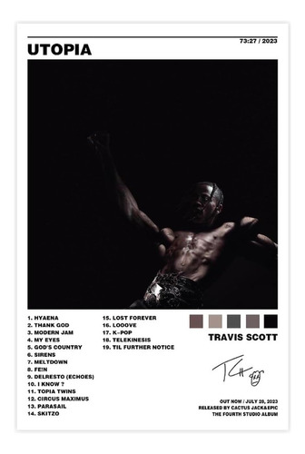 Póster De Travis Scott Utopia Music Album Canvas Poster 16.0