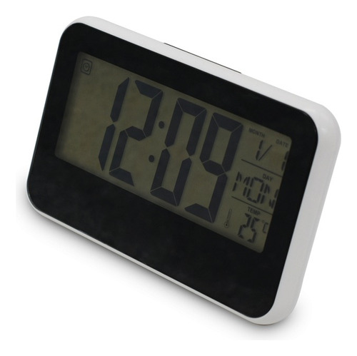 Reloj de escritorio digital, despertador iluminado y sensor negro