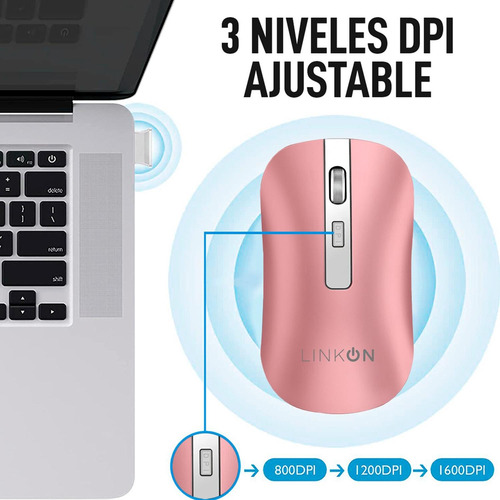 Imagen 5 de 9 de Mouse Inalambrico Dual Bluetooth Usb Recargable Para Mac Win