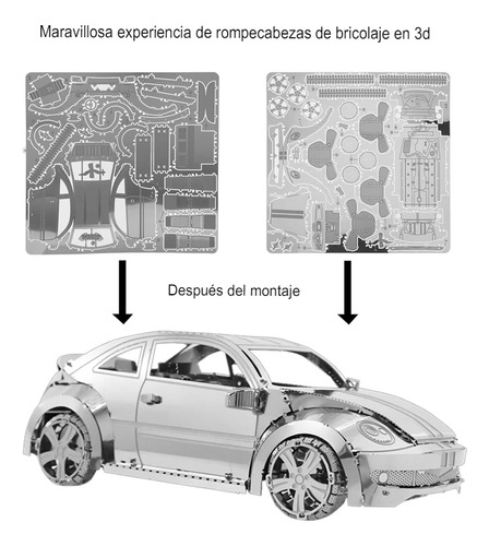 Rompecabezas Puzzle Metalico Metal 3d Auto Bettle Carro
